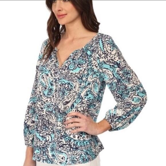 Lilly Pulitzer sarabeth silk top hippy hippy shake - Picture 4 of 10